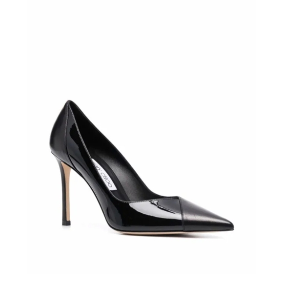 New Jimmy Choo Cass 95 Black Nappa & Patent Pointed Pump Size EU 38.5 - Picture 2 of 9